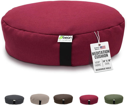 Bean Products Hemp Zafu Meditation Cushion for Sitting on Floor, Hemp Yoga Pillow, Zafu Meditation Pillow, Zen Seiza Kneeling Prayer Pad Support - Made in USA - Round Natural