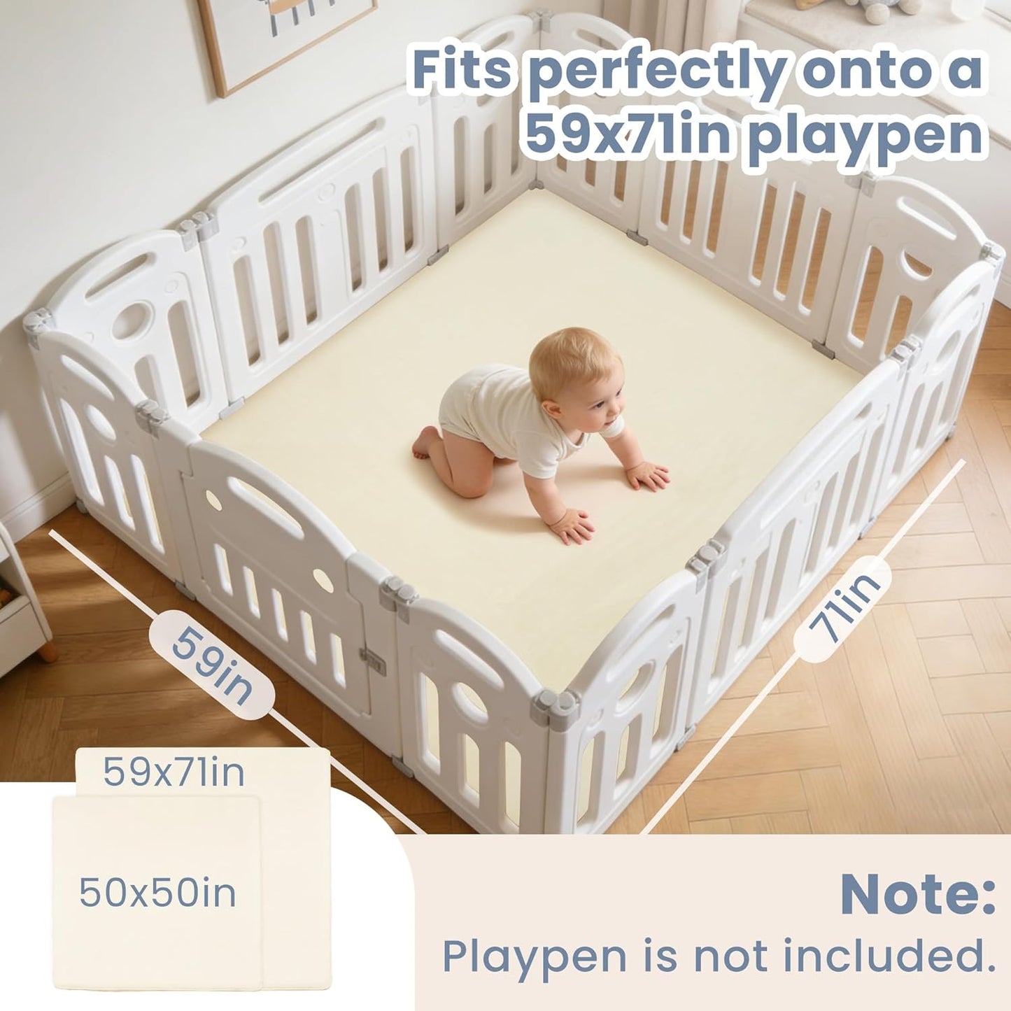 ACOMOPACK 1.3" Thick Baby Play Mat for Floor 79x118"-Large Water-Repellent&Non-Slip Memory Foam Mat for Kids,Toddlers,Soft Velvet Nursery Rug for Tummy Time&Crawling,Yoga,Tatami Style(Blue)