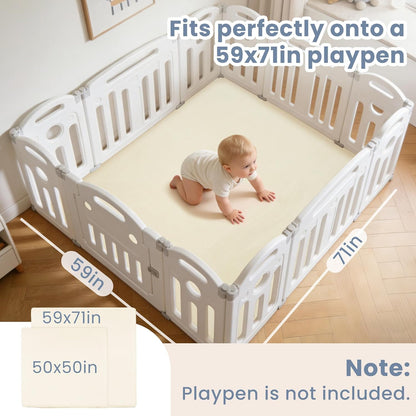 ACOMOPACK 1.3" Thick Baby Play Mat for Floor 79x118"-Large Water-Repellent&Non-Slip Memory Foam Mat for Kids,Toddlers,Soft Velvet Nursery Rug for Tummy Time&Crawling,Yoga,Tatami Style(Blue)