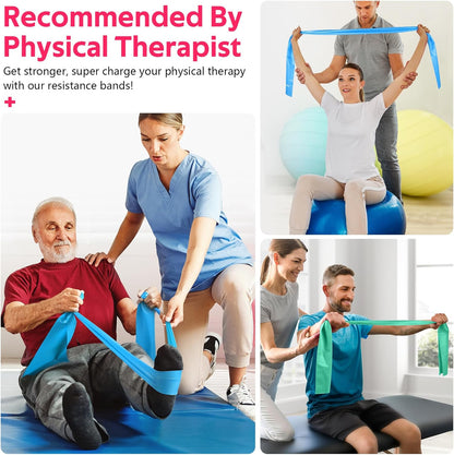 RENRANRING Resistance Bands for Working Out, Exercise Bands for Physical Therapy, Stretch, Recovery, Pilates, Rehab, Strength Training and Yoga Starter Set