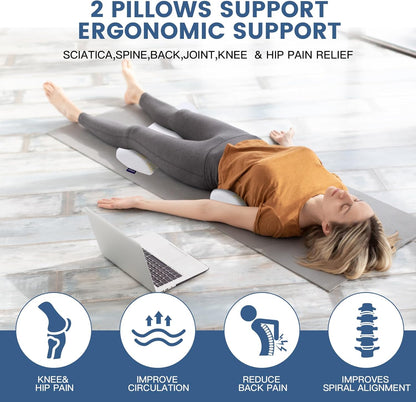 2Pcs Half Moon Bolster for Head, Knees,Ankle Support, Leg Elevation Cushion - Back, Lumbar, Neck Pain Relief,Semi Roll Gel Foam Pillow for Back and Side Sleepers -Chair Seat Pillow