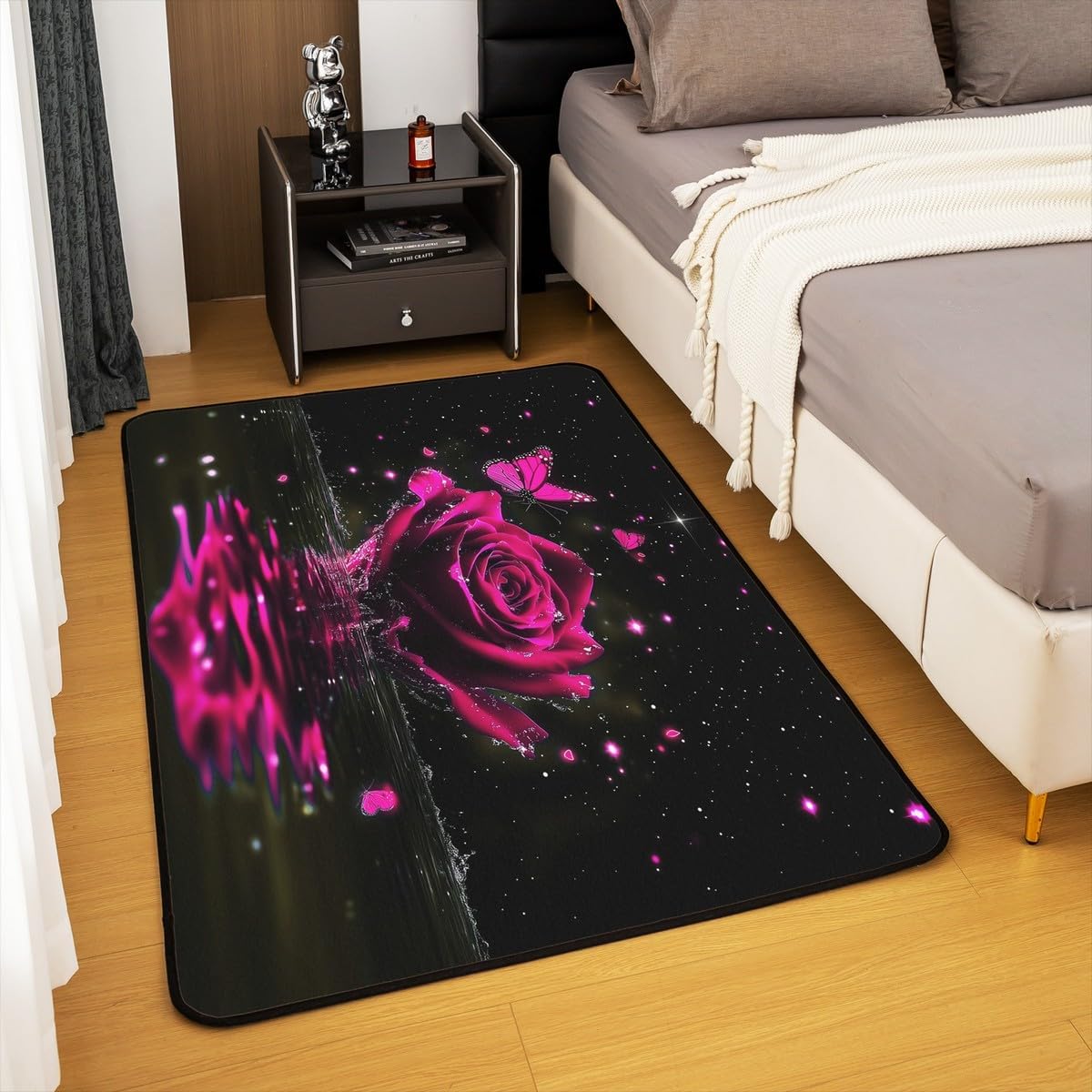 Feelyou Floral Rose Indoor Floor Mat Set,Romantic Blue Rose Rugs for Living Room Bedroom Area Rug 3x5,Boys Girls,Botanical Flower Rose Accent Rug Doormats Floor Mat for All Season