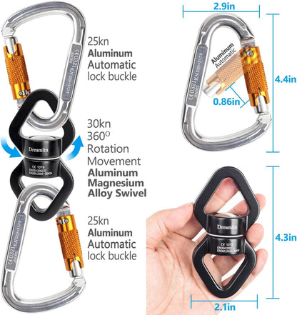 Aerial Silks Hardware Kit 30 KN Swing Swivel Aerial Yoga Hammock Rigging Aluminum Swivel Aerial Hoop Lyra Rotational Device Hanging Accessory
