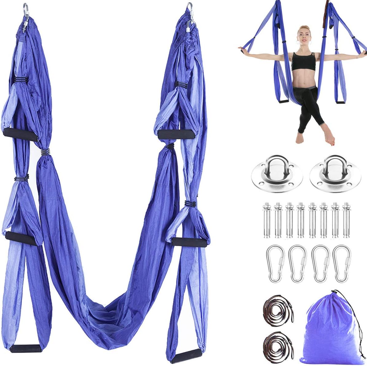 Aerial Trapeze Yoga Hammock Kit - Ultra Strong Antigravity Yoga Flying Sling Inversion Swing Tool Set