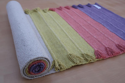 Jaipur Art & Rugs Cotton Yoga Rug - Eco-Friendly Hand-Woven Thick Mat (24”x72”x5mm) for Everyday Fitness at Home - Comfortable & Extra-Long - Colors B