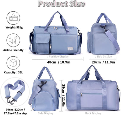FIORETTO Women's Gym Duffle Bag with Shoes Compartment, 30L Capacity, Ideal for Travel, Gym, Sports, Duffel, Weekender