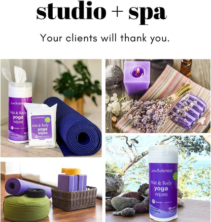 Yoga Wipes for Body and Mat - Natural Lavender and Tea Tree - 45 Wipes in Resealable Canister - by Jasmine Seven