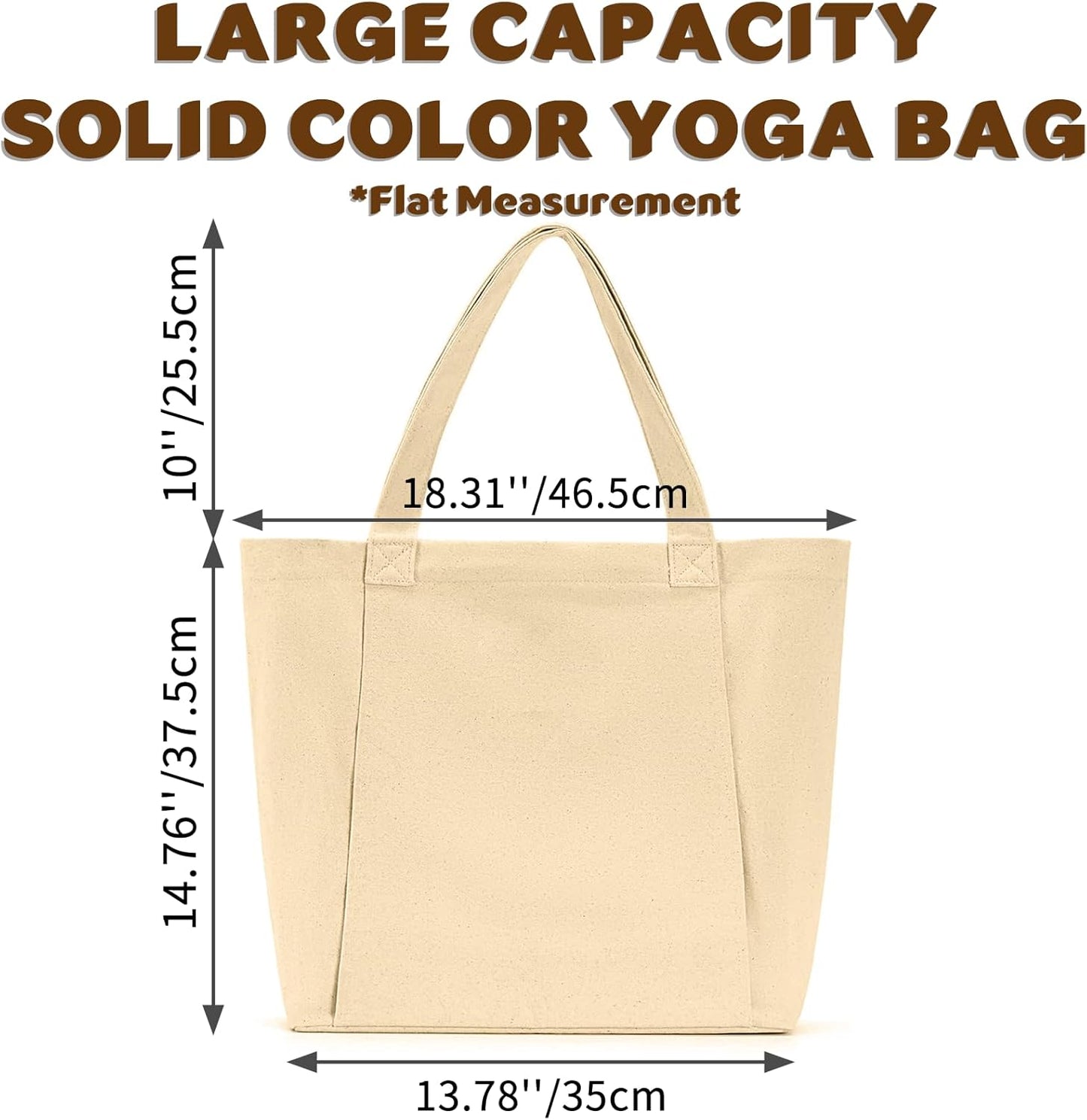 Yoga Mat Carrier, Gym Bag With Yoga Mat Holder, Women Canvas Tote With Shoulder Strap For Pilates, Travel, Office, Sports, Workout And Beach – Inner Zippered Pocket, Fits Standard And Small Mats