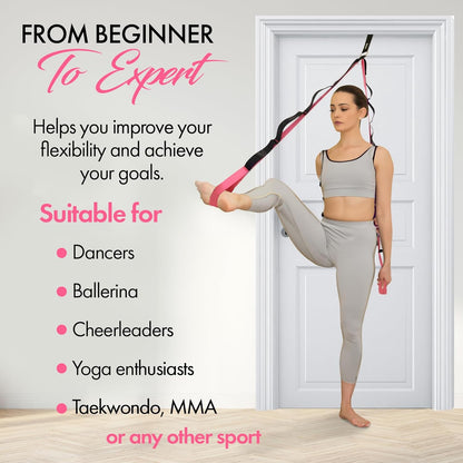 10-Loop Yoga Strap with Door Anchor – Stretch Strap for Flexibility, Deep Stretching, and Improved Balance – Perfect Yoga Accessory for All Fitness Levels