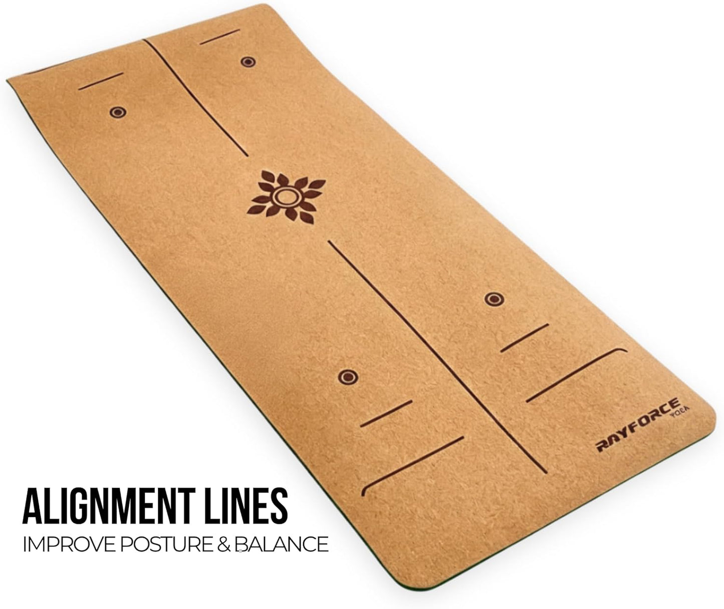 Cork Yoga Mat for Hot Yoga – Sweat Activated Non Slip Grip, 6MM Thick Workout & Fitness Exercise Mat for Men & Women with Alignment Lines, Premium Cork & TPE Yoga Mat for Pilates, Stretching & Home Gym – Rayforce