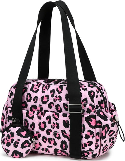 CAMTOP Mini Gym Bag for Women, Small Gym Tote Bag Puffy Quilted Sports Duffel Bag with Wet Compartment and Coin Purse Duffel Bags Dance Yoga Workout Bag for Gifts (All Black, Mini-12.6")