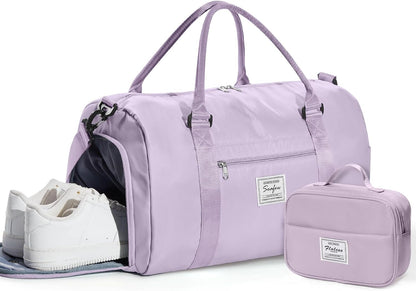 Gym Bag Womens Mens with Shoes Compartment and Wet Pocket Travel Duffel Bag for Women for Plane Sport Gym Tote Bags Swimming Yoga Waterproof Weekend Overnight Carry on Bag Hospital Holdalls - Colors C