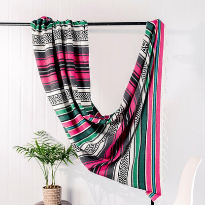 Airooglee 69" L x 51" W Large Mexican Blanket - Perfect as Yoga Outdoor Beach Serape Picnic Camping Woven Blanket, Boho Home Décor - Red