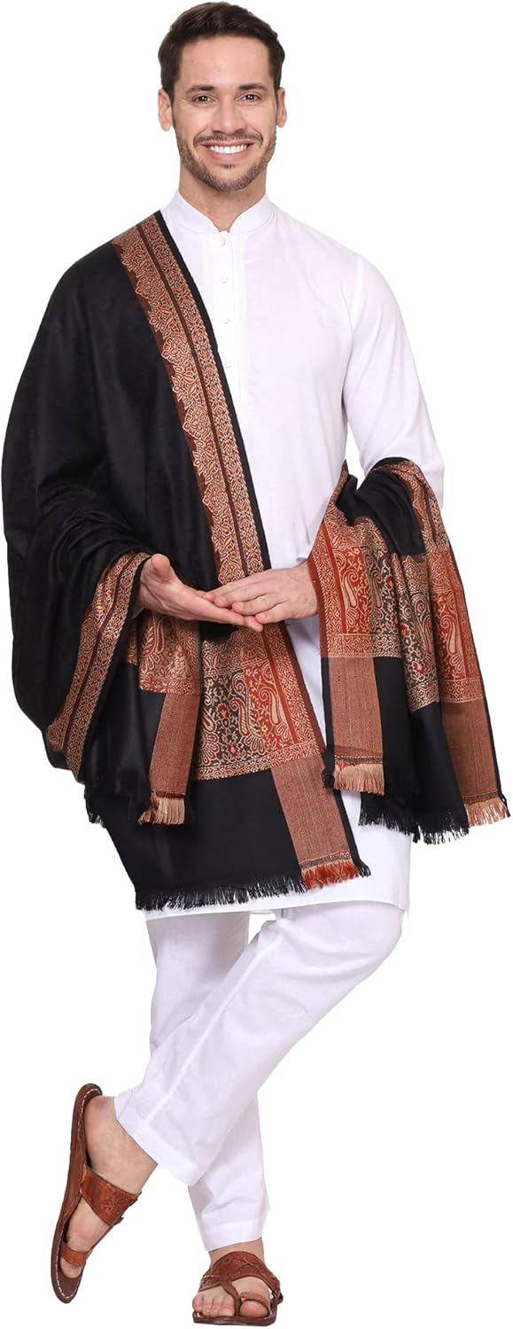 Weavers Villa Men's Woven Acro Wool Gents Shawls, Muffler, Stoles for Men