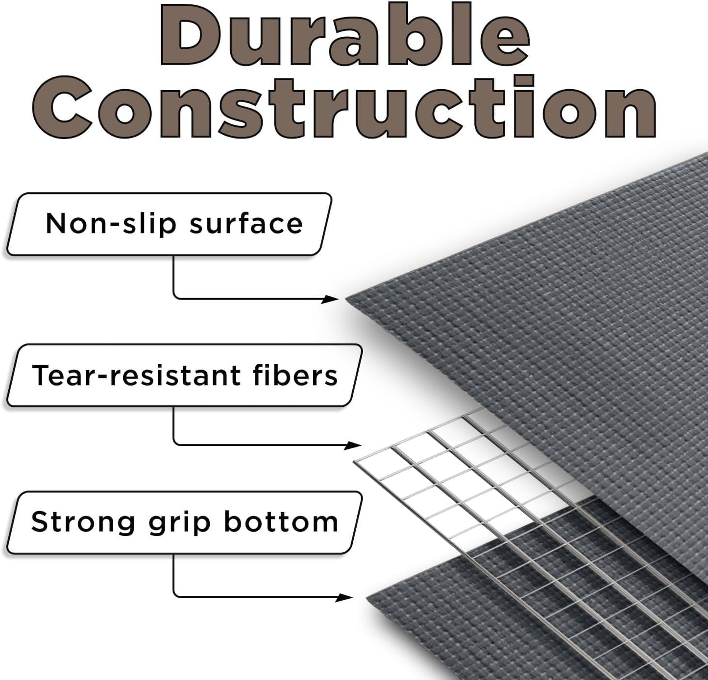 Slip-Resistant Floor Mat Roll & Yoga Mat – 25ft x 24" x 5mm – Cut-to-Fit Hallway Runner, Kitchen Mat, Drawer Liner, Shelf Liner, Bench Mat, Washable Pet Crate Pad, Cabinet Liner – Mocha
