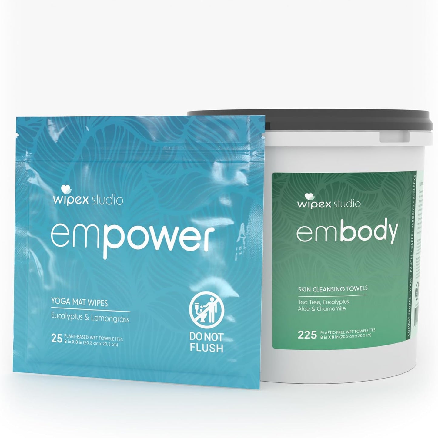Wipex Studio Empower Yoga Mat Cleaner Wipes 25ct Zip Pack, Ultra Thick and Textured, Lemongrass Eucalyptus Scent, Natural Choice for Yoga, Pilates, or Any Movement Practice