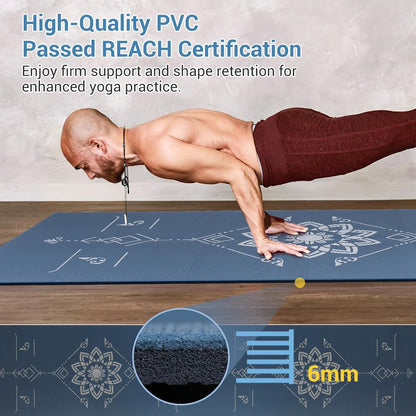 Avoalre Folding Yoga Mat, Eco-Friendly PVC Travel Yoga Mat Packable, Double Sided Non-Slip Printed Yoga Mats with Bag for Home Workout Gym Exercise Fitness Pilates Stretching (72" x 24" x 1/5" Thick)