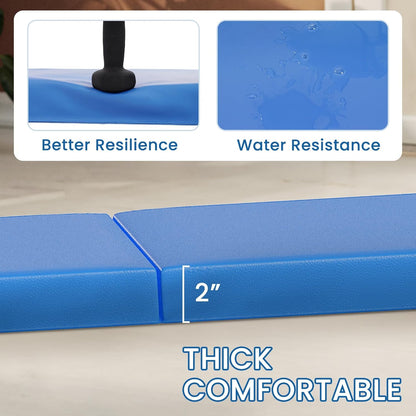 Fitvids Folding Exercise Gymnastics Mat for Tumbling, 2'x6'x2" Gym Workout Mat with Carrying Handles High-Density Anti-Tear Portable Fitness Aerobics Mats for Home Gym Yoga Pilates MMA Core Training