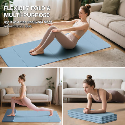 7-Fold Yoga Mat 70"x24" - 1/2 Inch Thick Folding Exercise Mat, Compact Non-Slip TPE Mat for Travel, Storage, Yoga & Home Gym, Lightweight & Portable