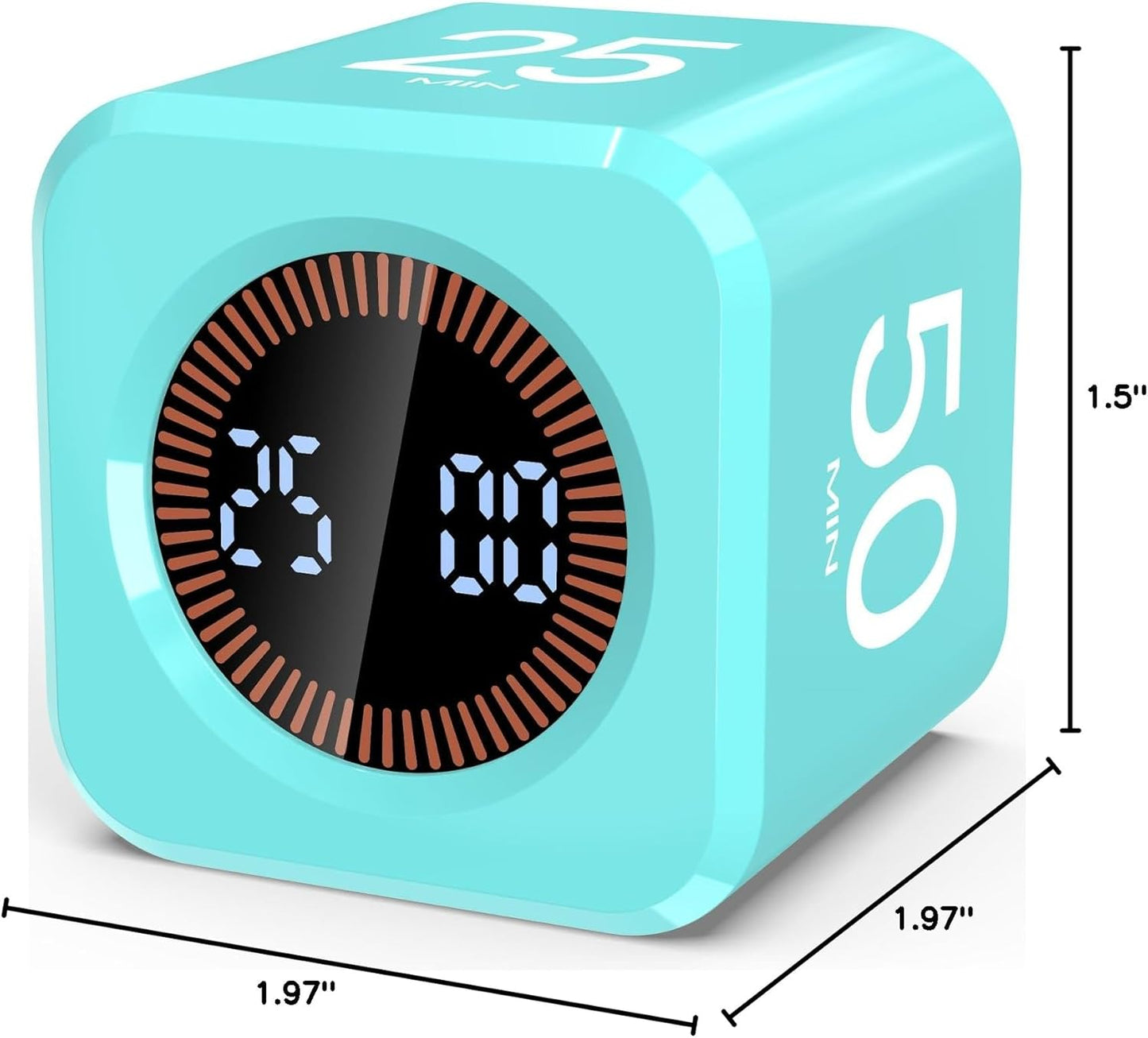 Digital Pomodoro Timer Cube 5/10/25/50min, Visual Productivity Flip Timer for Kids Classroom Desk, Custom Countdown, Silent and Sound Mode for ADHD Study Work Game Kitchen (Black)