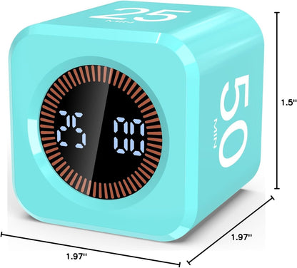 Digital Pomodoro Timer Cube 5/10/25/50min, Visual Productivity Flip Timer for Kids Classroom Desk, Custom Countdown, Silent and Sound Mode for ADHD Study Work Game Kitchen (Black)