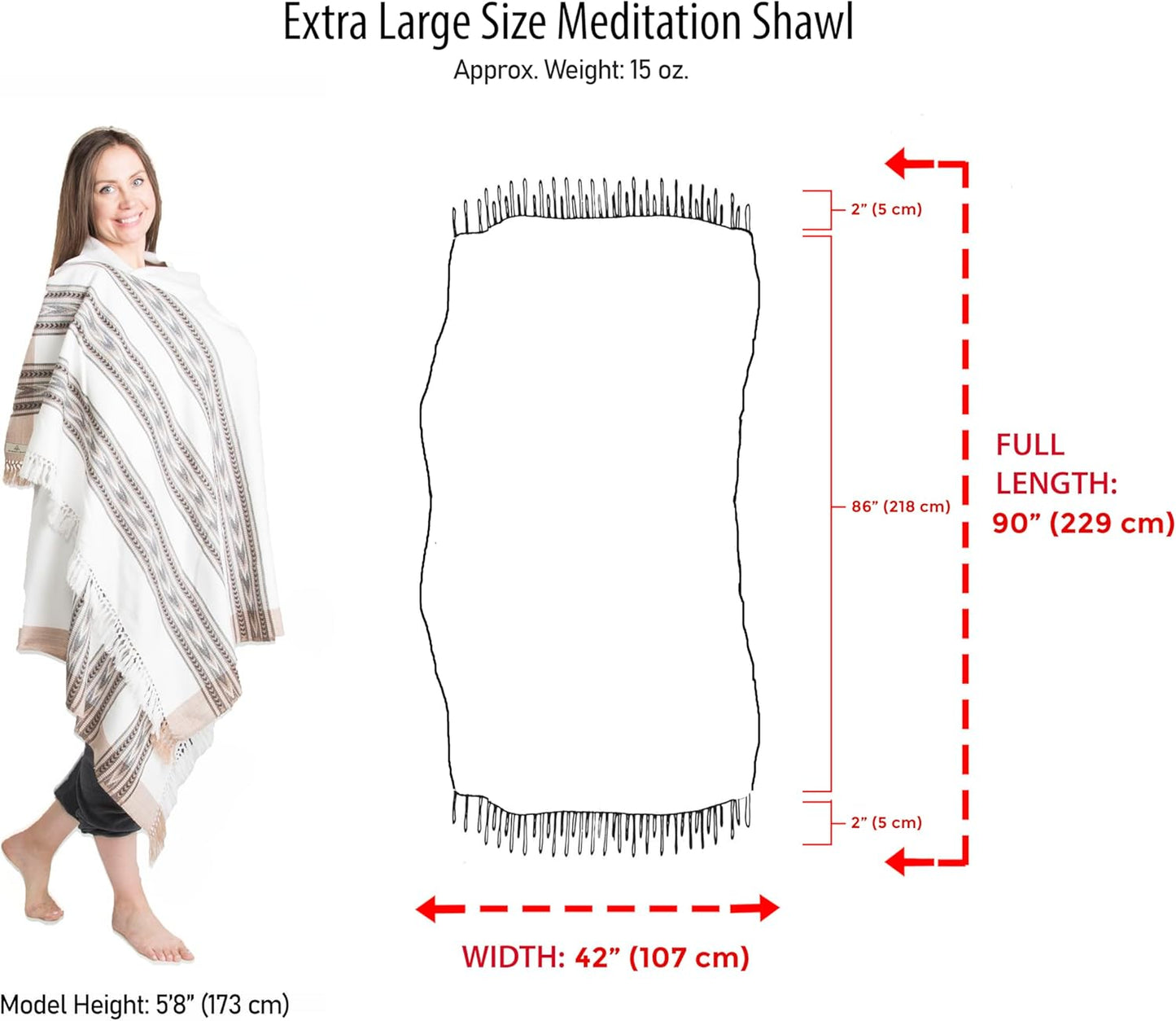 Meditation Shawl – Unisex Prayer Wrap, Large Scarf & Yoga Blanket – Soft, Lightweight & Multipurpose