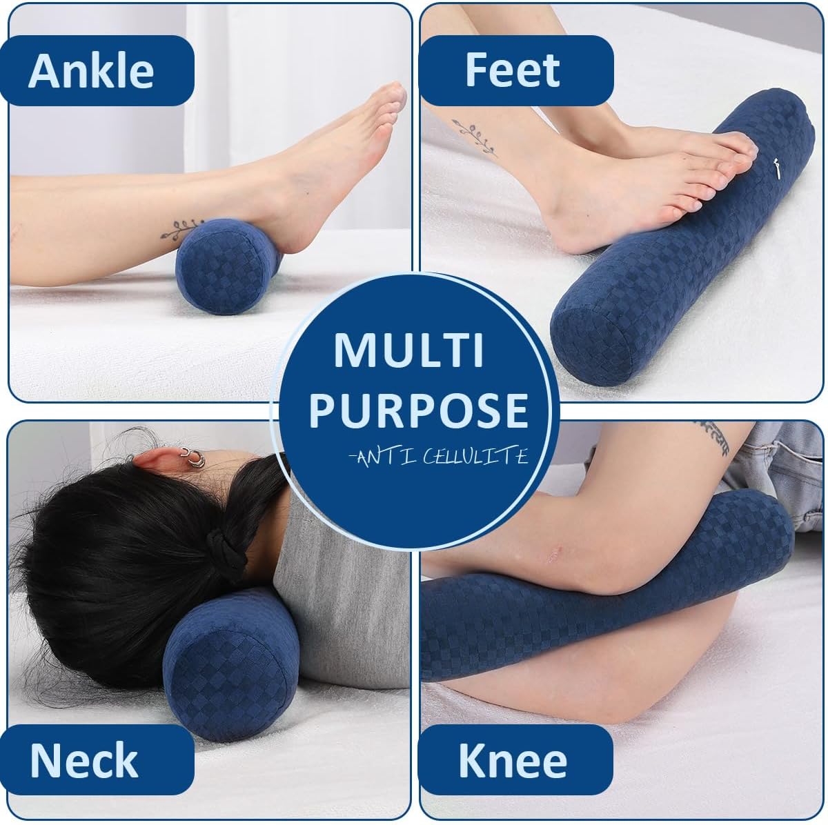 Health Cervical Neck Roll, Comfortable and Highly Resilient Bolster Pillows, Round Neck Pillows Support for Sleeping | Large Size Bolster Pillow for Bed, Legs, Back and Yoga (Purple 81)