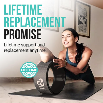 Extra Wide Yoga Wheel, Mini Yoga Wheel - Beginner Friendly Yoga Kit. More Comfortable, Stable and Safer Back Roller. Improve posture, better mobility. Ideal Home Exercise. Relieve Back Pain.
