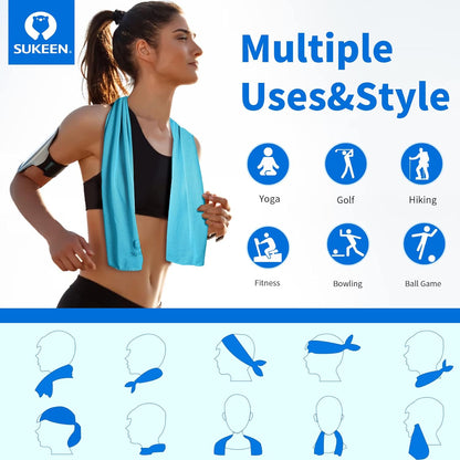 Sukeen [4 Pack Cooling Towel (40"x12"), Soft Breathable Chilly Microfiber Towel for Yoga,Sport,Running,Gym,Workout,Camping,Fitness,Workout & More Activities