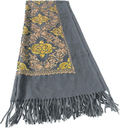 Urban CoCo Women's Embroidered Oversize Tassel Shawl Scarf Wraps for Women
