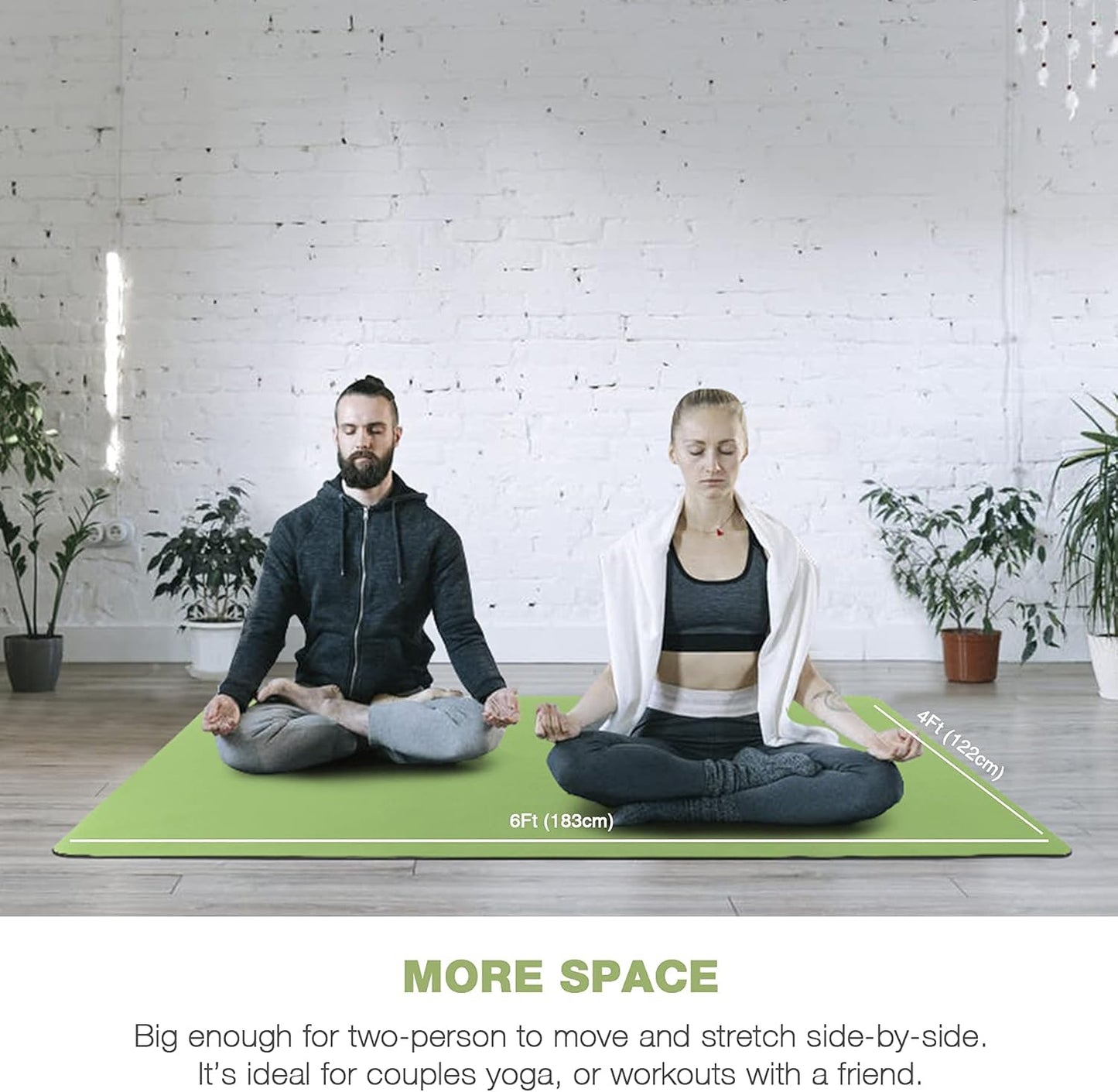 UMINEUX Large Yoga Mat for Men and Women 1/4 & 2/5 Inch Extra Thick TPE Fitness Mat for Home Gym Workout, Non-Slip, Eco Friendly Exercise Mat for Yoga, Pilates, Stretching, Meditation