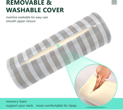 Yoga Bolster Pillow Round Neck Roll Pillow Bed Round Pillow for Baby Cylinder Decorative Pillow Bolster Pillow Covers with Zipper Gold Stripe