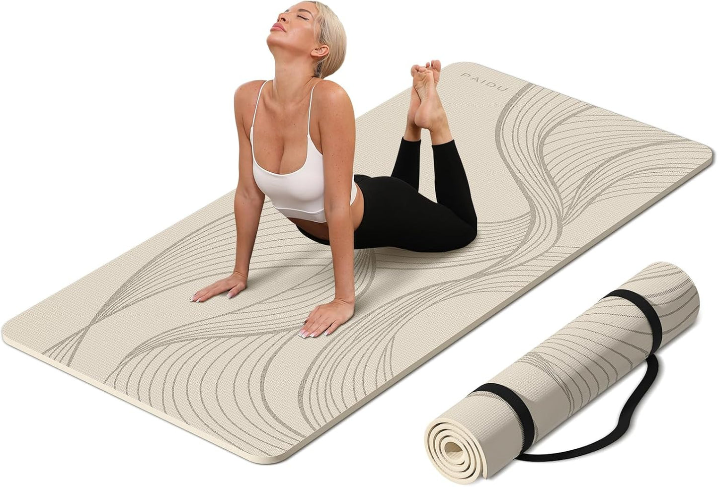 PAIDU Large Yoga Mat-72’x36’x0.4’ Extra Width ＆ Thick,Comfortable,Non-Slip Exercise Mat-Works Great on All Floor for Stretching,Yoga Studio,Gym or Home Workouts