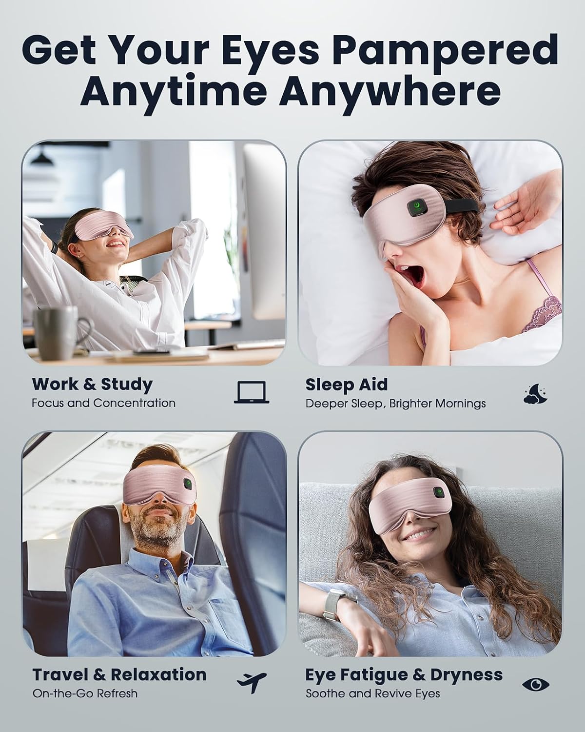 Heated Eye Mask - Cordless Eye Mask for Dry Eyes, FSA-HSA Eligible, Eye Relief, Improved Sleep, Washable Eye Heating pad for Travel and with Replaceable Shell