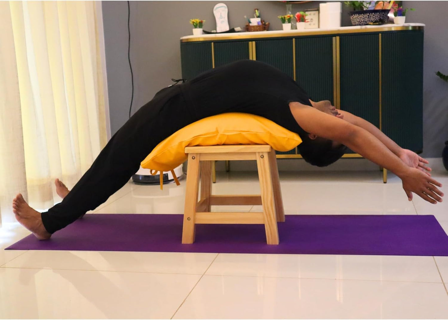 Yogikuti Iyengar Yoga Stool (Small) for Iyengar Yoga Practice, Best for Backbending & Standing Yoga Poses