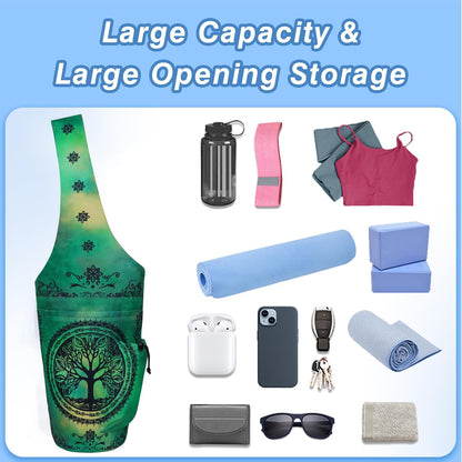 Yoga Mat Bag - Large Opening Long Tote Yoga Mat Carrier Holder Bag with Waterproof Wet Zipper Pocket and Drawstring Water Bottle Pocket - Yoga Bag Fit Most Size Mats