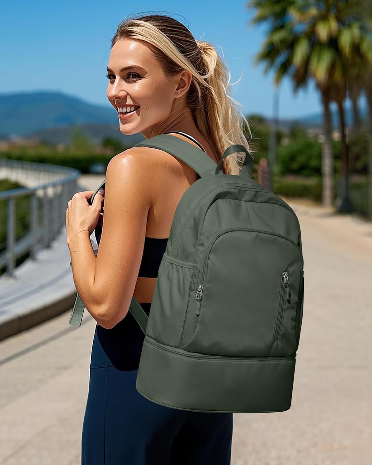 Gym Backpack for Women Men,Cheer bag,Lightweight Gym Bag with Shoe Compartment, Waterproof Sports Backpack with Wet Pocket, Black
