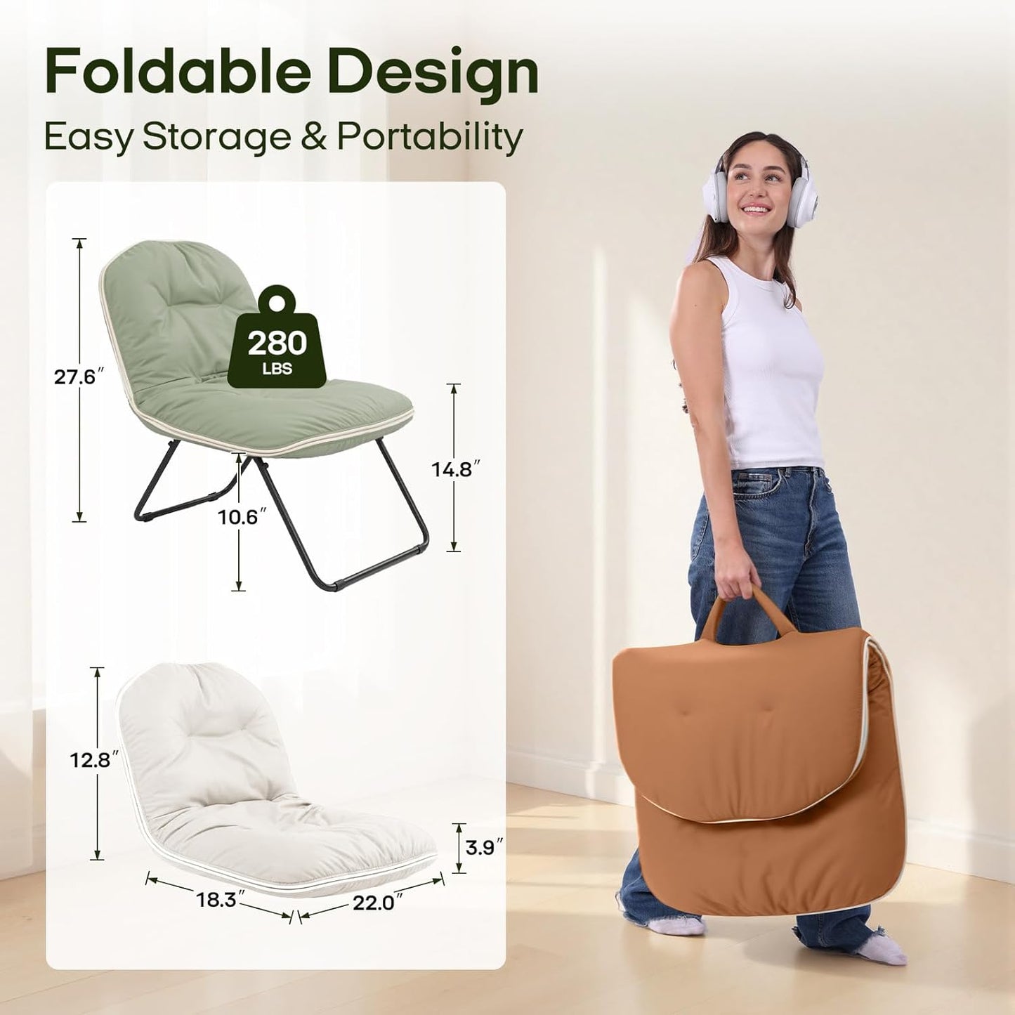 ZonLi Floor Chair for Adults, Adjustable Folding Meditation Chair with Back Support, Cozy Lazy Floor Sofa Chair for Reading Gaming Relaxing, Japandi Lounge Seat for Bedroom Dorm Living Room,Brown
