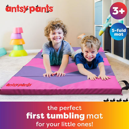 Antsy Pants Tumbling Mat for Kids – Gymnastics Mat, Easy to Clean, Sturdy, Foldable Tumbling Mats, Padded, Lightweight, Portable, Gymnastics Equipment for Active Play
