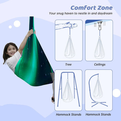 Aokitec Therapy Swing for Kids with Special Needs (Hardware Included) Snuggle Swing Cuddle Hammock Indoor Adjustable Aerial Yoga for Children with Autism, ADHD, Asperger, Sensory Integration