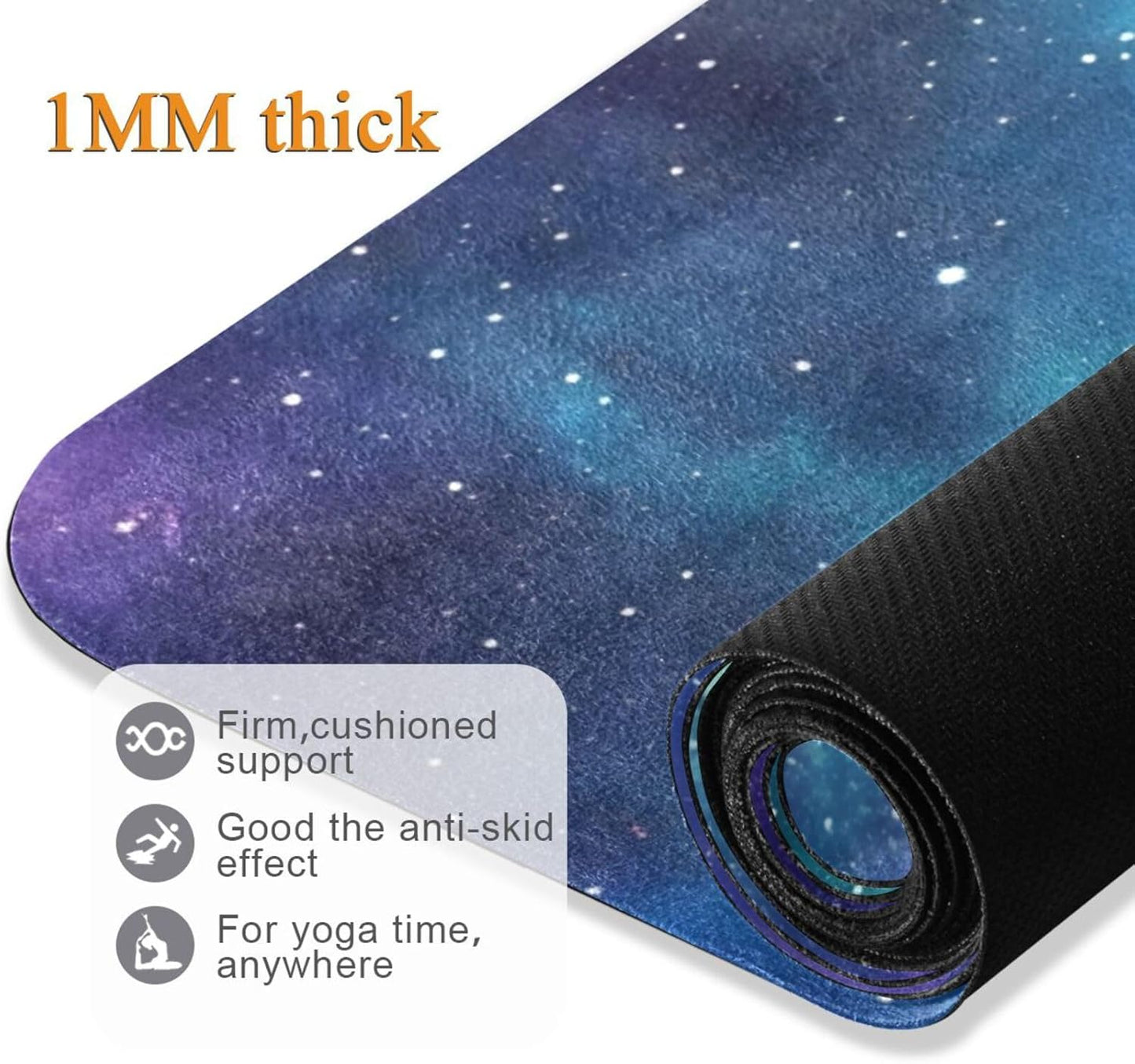 Galaxy Stars Yoga Mat Non Slip Thick Kids Eco Friendly Rubber Workout Foldable Yoga Mat Women Exercise