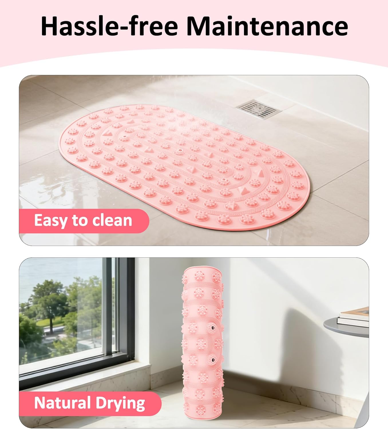 Acupressure Foot Massage Mat - Portable Foldable Foot Massager Mat for Bathroom, Yoga, Outdoor Games, Office Standing Desk Pad, Relieve Foot Pain, Anti-Slip, 30 x 18 inch (Grey)