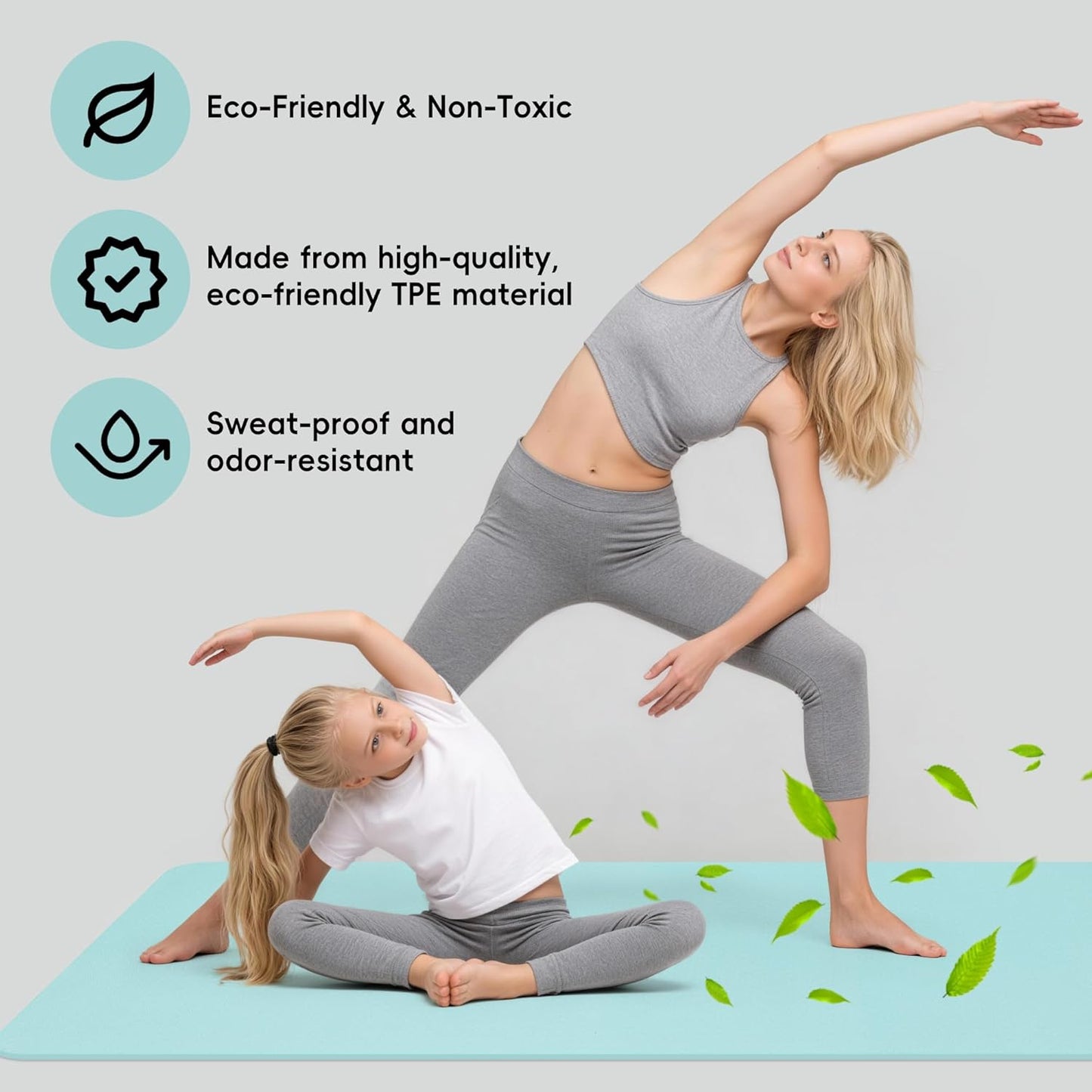 Extra Wide Yoga Mat 72" x 32", 6mm Non Slip TPE Exercise Mat with Carrying Strap, Large Workout Mat for Yoga, Pilates, Stretching, HIIT & Home Gym