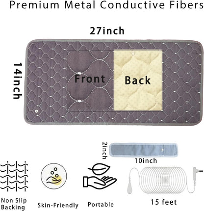 Conductive Metal Fabric Grounding Mat Set with Grounding Wristband and 15ft Cord for Bed/Desk/Floor/Feet - Machine Washable, Healthy Material to Improve Sleep and Wellness