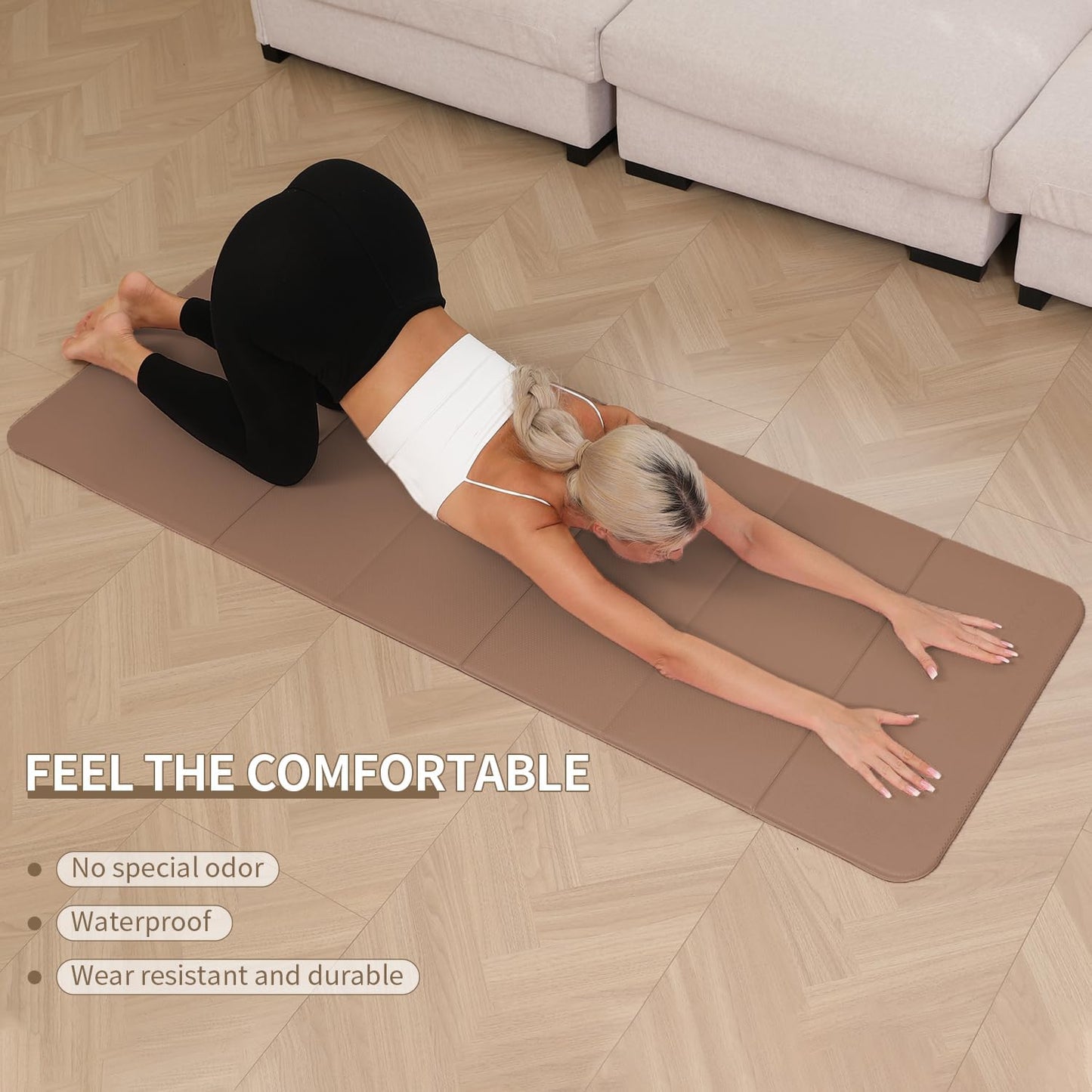 PAIDU Foldable Yoga Mat - 10mm Extra Thick, 75"26" Non-Slip Exercise Fitness Mat | SGS Eco-Certified, Portable for Yoga/Pilates/Studio/Home Workout