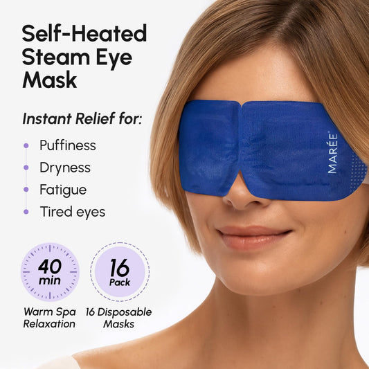 MAREE Heated Eye Masks for Dry Eyes – Steam Eye Mask Disposable – Self Heating Eye Mask for Puffy Eye – Facial Steamer Alternative for Relaxation – Warm Compress for Eyes – Spa Gift for Women