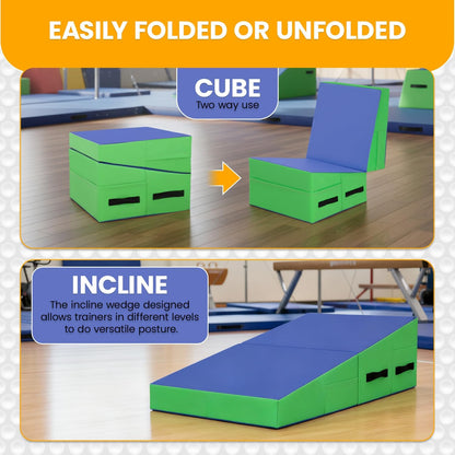 BestMassage Gymnastics Mat Incline Mat Tumbling Mat Folding Gymnastic Tumbling Mat Indoor/Outdoor Exercise Mat Home Gym Yoga Mat with Handle