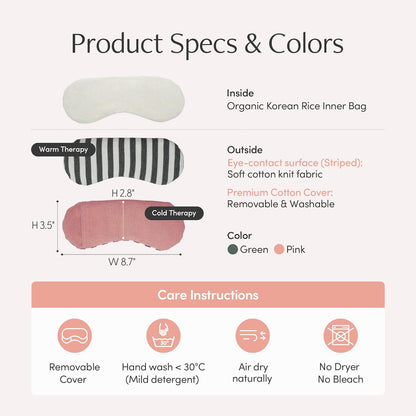 Heated Eye Mask for Dry Eyes - Microwavable Moist Heat Warm Compress, Organic Grain Eye Pillow, Reusable Hot & Cold Eye Steam Mask for Eye Strain Relief LifeCare & SafeCare Korea