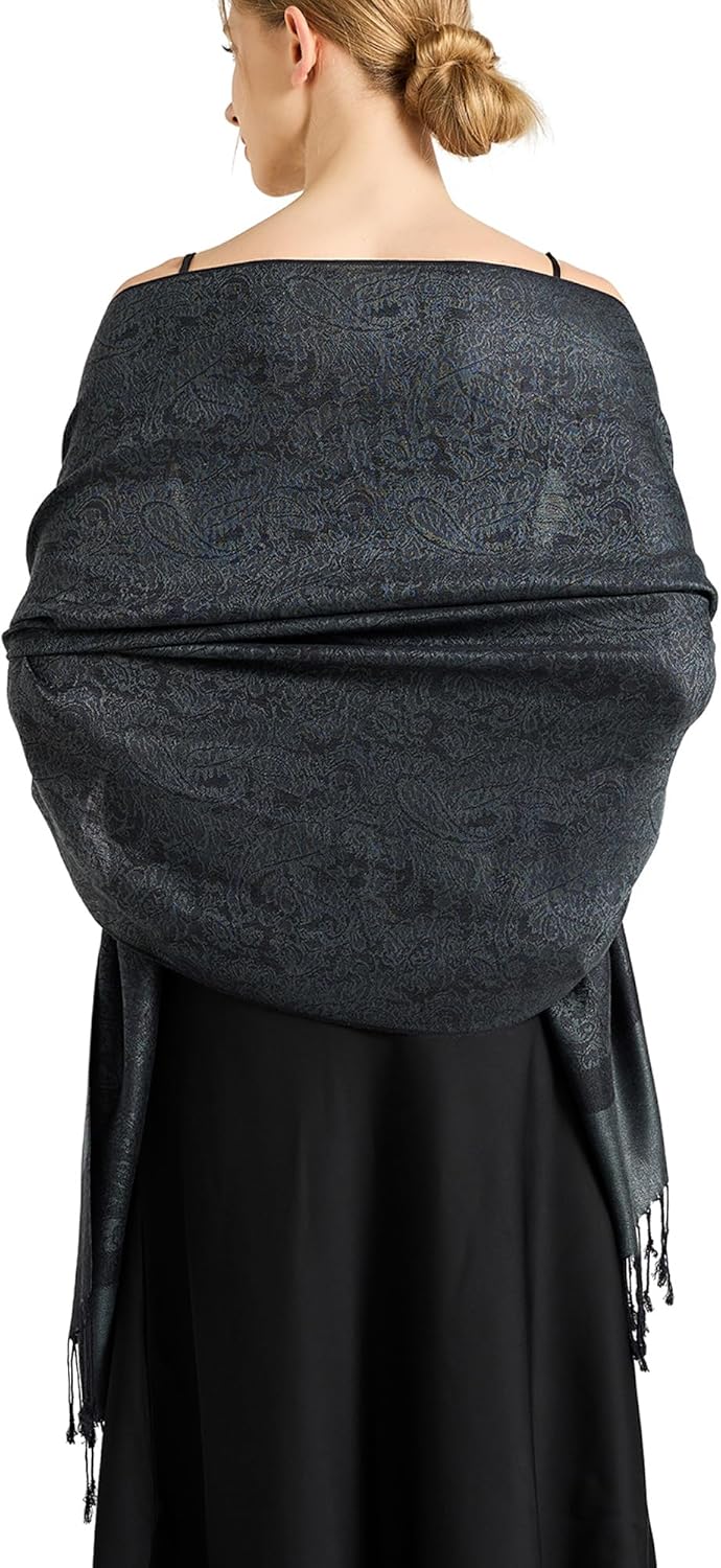 vimate Silky Paisley Pashmina Shawl Scarf-Women's Soft Double-side Jacquard Pashminas Wrap for Evening Dress Travel Shawl