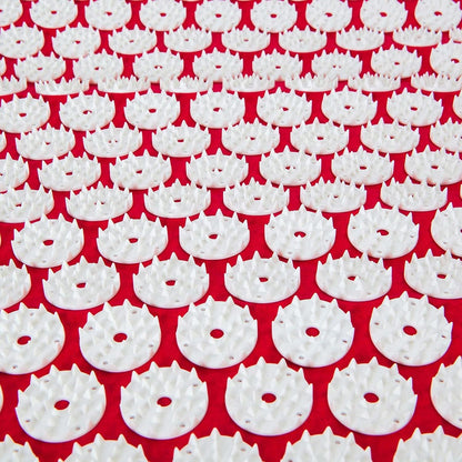 #DoYourFitness Acupressure Mat and Pillow Set - Relieves Stress, Back, Neck, and Sciatic Pain - Comes with a Vinyl Carry Bag for Storage and Travel - Red